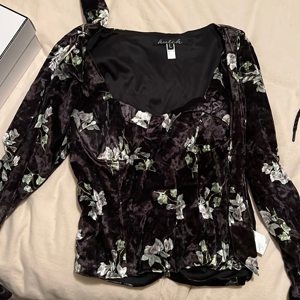 Anthropologie Velvet Long Sleeve Bustier Too